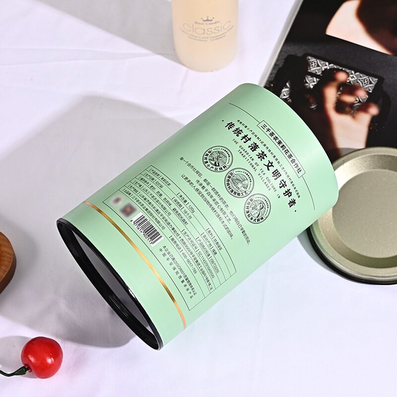 Customized logo cardboard cylinder container paper tube tea packaging with metal lid for food