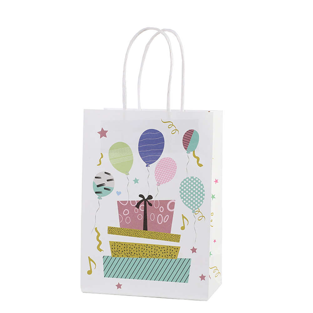 Custom luxury white kraft birthday shopping cosmetic jewely paper bag happy birthday bags