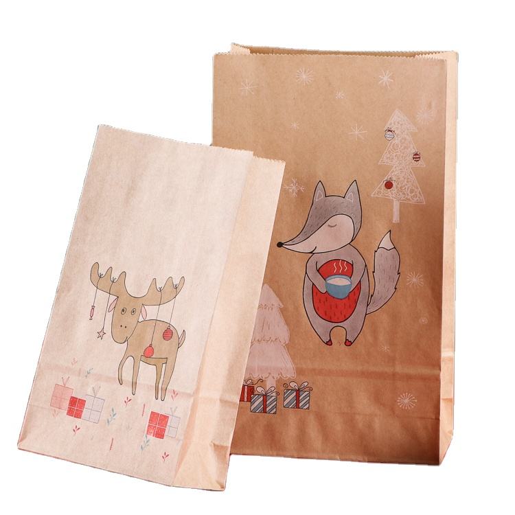 Custom print food kraft paper bag candy cookie sweets bag for Christmas bag