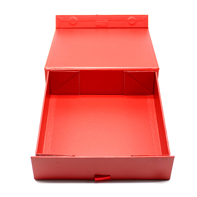 Luxury Custom Logo Red Color Magnetic Gift Box Foldable Cardboard Box For Gift Packaging