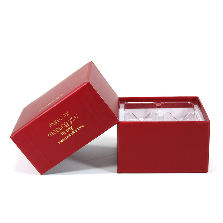 Custom Luxury Red Gift Box Lid And Base Boxes Packaging Logo With Gold Foil Stamping Paper Boxes  For Chocolate And Candy Packaging