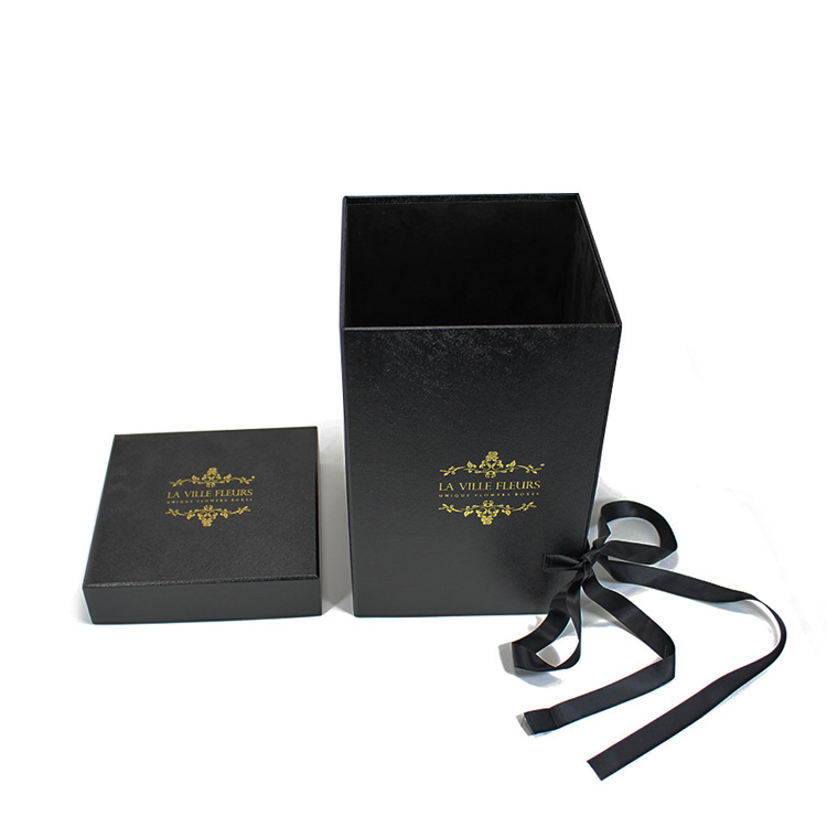 Wholesale Custom Luxury Rigid Box White Cardboard Gift Lid And Base Paper Box with Gold Foiling for flowers