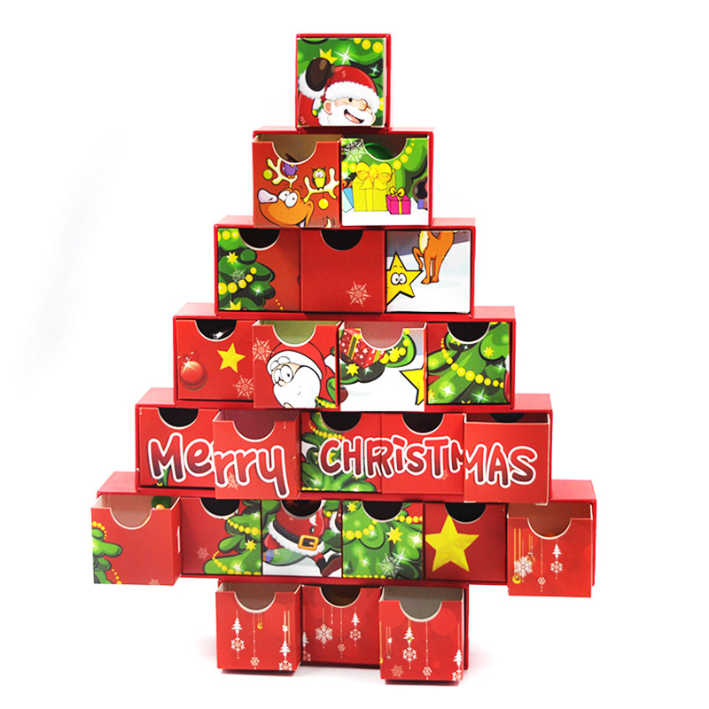 Christmas Advent Calendar Tree Box Paper Gift Packaging Boxes