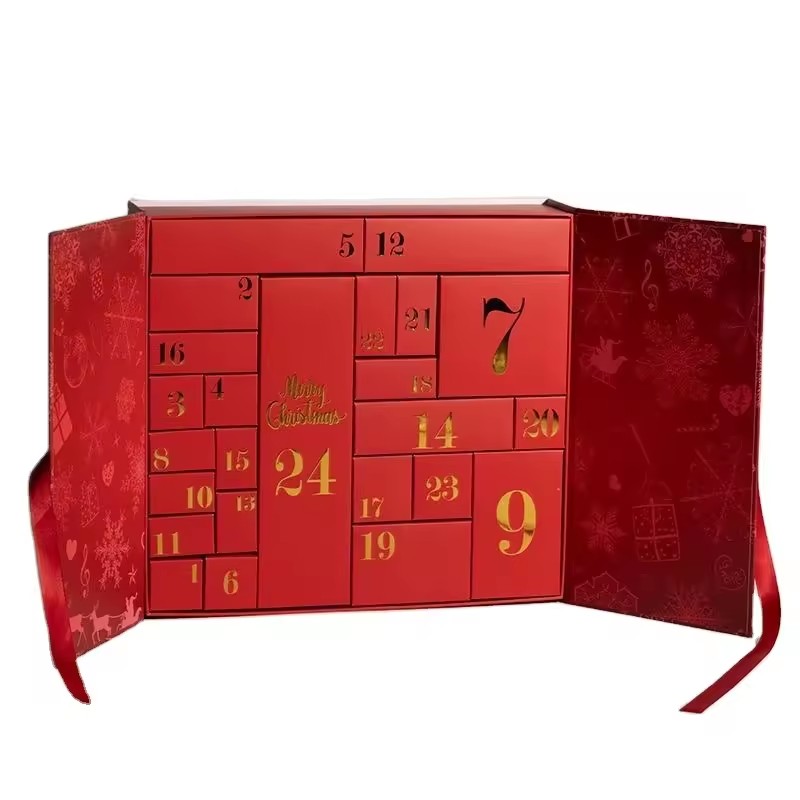 Advent Calendar Makeup Jewelry Packaging Box Double-Door Christmas Gift Paper Box