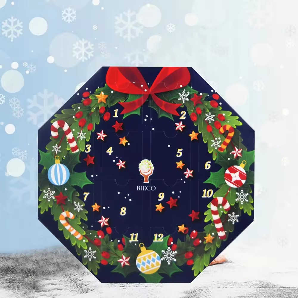 Octagonal advent calendar card box custom advent calendar wholesale 12 days